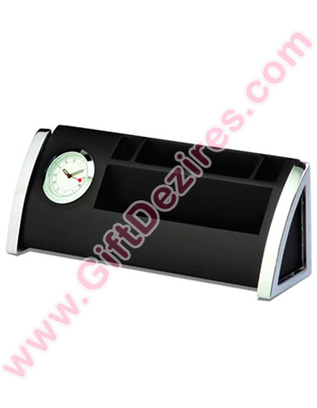 Multi Utility DeskTop Product - Table Clock - Pen Stand - Visiting Card Holder - Memo Pad Holder